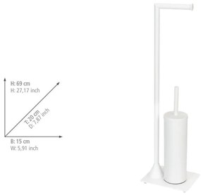Porta carta igienica in acciaio bianco con spazzola Hella - Wenko