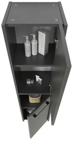 Colonna bagno sospesa 140 cm grigio effetto legno 2 ante soft-close Sofia