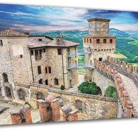 Stampa su tela Piacenza Castello Di Vigoleno, multicolore 90 x 135 cm