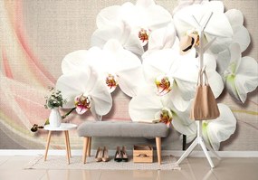 Carta da parati autoadesiva – Orchidea bianca su tela