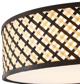 Lampada da soffitto in rattan orientale con struttura nera 40 cm - Tremmo