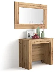 Tavolo Consolle Allungabile con porta prolunghe Easy, Rovere Rustico