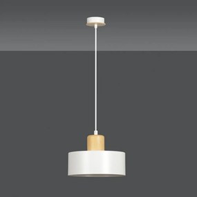 Lampadario a Sospensione in Acciaio e Legno TORIN 1 Nero/Bianco E27 Colore del corpo Bianco