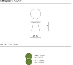 Tavolino rotondo con piano in legno e base in metallo Verde - TRIADE Small