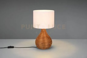 Sprout lampada da tavolo base in sisal e paralume colore naturale h...