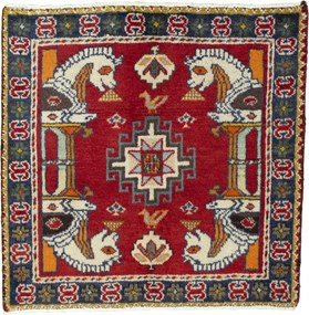 Shiraz Tappeto 70x70 Rosso (Iran) Annodato A Mano