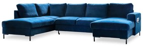 Divano letto a U in velluto blu navy, angolo sinistro Lofty Lilly - Miuform