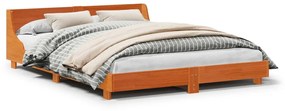 Letto Senza Materasso Marrone Cera 160x200 Cm İn Legno Di Pino /