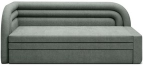 Divano verde allungabile/con contenitore con penisola a sinistra e rivestimento in ciniglia 223 cm Fabillo – ELTAP