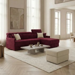 Miryam divano letto angolare compatto - poggiatesta reclinabili e penisola contenitore in tessuto smacchiabile T31