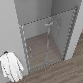 Porta doccia a soffietto per nicchia 75 cm in vetro temperato trasparente con profili cromo Neos