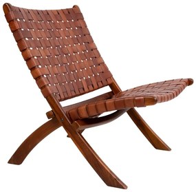 Sedia pieghevole in legno di teak e pelle Montana - House Nordic