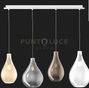 Sospensione bianco 4 luci rettangolare vetri (2 piccoli (1xam+1xbr)...