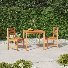 Set Da Pranzo Per Giardino 3 Pz İn Legno Massello Di Teak /