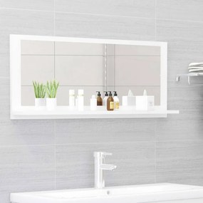 Specchio da bagno bianco lucido 90x10,5x37 cm in truciolato