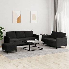 Set Di Divani 3 Pz Nero İn Velluto /