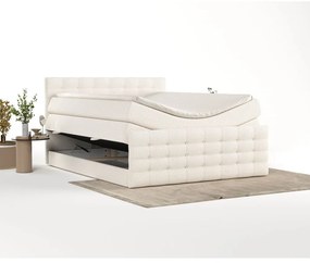 Letto boxspring crema con spazio contenitivo 200x200 cm Blend - Maison de Rêve