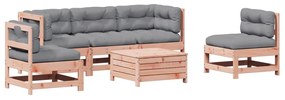 Set divani giardino 6 pz con cuscini legno massello di douglas