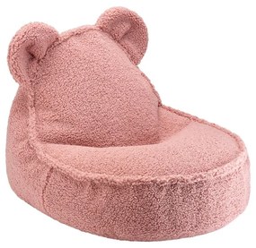 Pouf a sacco per bambini rosa con rivestimento in bouclé Bear – Wigiwama