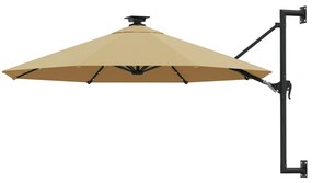 Ombrellone Da Giardino A Parete Con Led 300 Cm Tortora /