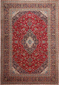 Kashan Tappeto 360 x 250 Rosso (Iran) Annodato A Mano