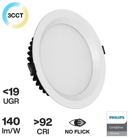 Faro LED da Incasso 60W Foro Ø210mm Bianco CCT UGR19 PHILIPS Driver Colore Bianco Variabile CCT