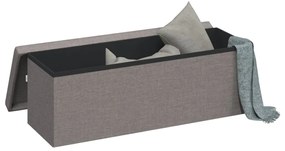 Panca portaoggetti pieghevole grigio chiaro in simil lino