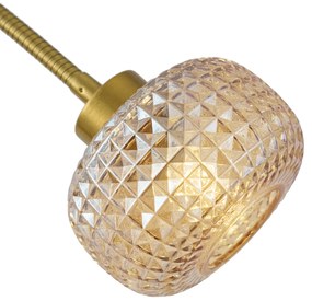 Lampada da terra di design in ottone con vetro ambrato a 2 luci - Brianna