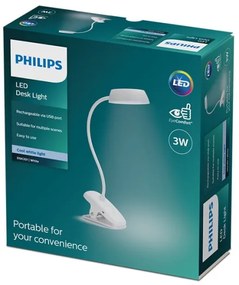 Philips - Lampada LED dimmerabile con clip DONUTCLIP LED/3W/5V 1200 mAh bianco