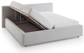 Letto matrimoniale imbottito grigio chiaro con contenitore con rete inclusa 160x200 cm Cube – Meise Möbel