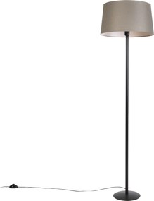 Lampada da terra nera con paralume in lino color tortora 45 cm - Simplo