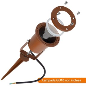 Faretto da Giardino con Picchetto GU10 - CORTEN Colore Corten