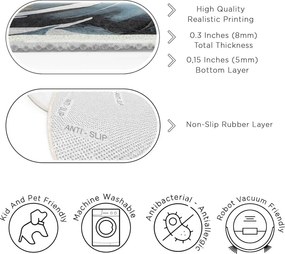 Tappeto rotondo blu lavabile ø 80 cm Golden Leaves – Mila Home