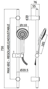 Paffoni ginevra zsal211 asta doccia 73 cm con doccetta saliscendi e flessibile in metallo 150 cm cromo