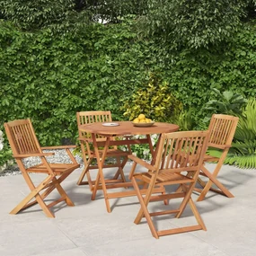 Set da pranzo per giardino 5 pz in legno massello di acacia