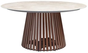Tavolo da pranzo per giardino Retro NATERIAL in alluminio con piano in vetro beige per 6 persone Ø 150 cm