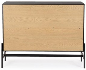 Cassettiera ALLYCIA in legno di frassino nero e naturale, 104x40x81,5 cm