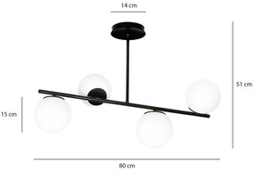Plafoniera Contemporaneo Shiva Acciaio Nero 4 Luci E14 Ip20