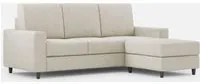 Divano 3 Posti con Pouf 208x155x85 cm Sakar in Tessuto Latte