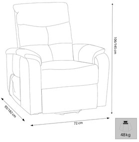 RELAX - poltrona elettrica alzapersona cm 72 x 95/182 x 106/145 h