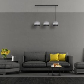 Lampadario a sospensione con filo HELEN 3xE27/15W/230V nero/grigio/argento