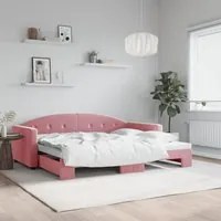 Divano Letto con Letto Estraibile Rosa 90x200 cm in Velluto 3197304