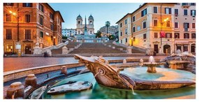 Stampa su tela Roma Piazza Di Spagna, multicolore 60 x 120 cm