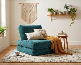 Poltrona color foglia di tè allungabile con rivestimento in bouclé Faster – Mauro Ferretti