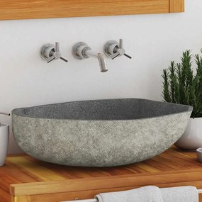 Lavandino İn Pietra Di Fiume Ovale (45-53)x(34-41) Cm /