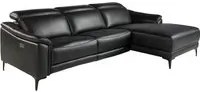 Divano relax con chaise longue destro in pelle 272 x 168 x 96 cm colore nero