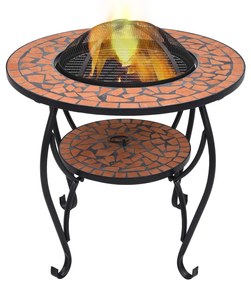 Tavolo Con Braciere A Mosaico Terracotta 68 Cm İn Ceramica /