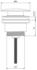 BATH DELUXE 33-004-05-64-04 - Scarico del lavandino RODBY diametro 6,6 cm ottone
