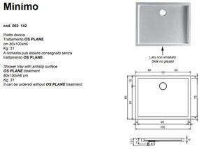 Minimo Piatto Doccia Antiscivolo 80x100 BIANCO LUCIDO