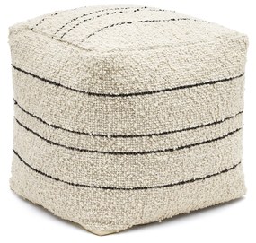 Kave Home - Pouf Micol di lana beige e righe nere 40 x 40 cm